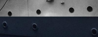 The top image is a close up from USS Wyoming and the bottom is the model
