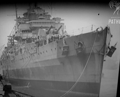 Screen shot of Dorsetshire quayside after Bismarck operation