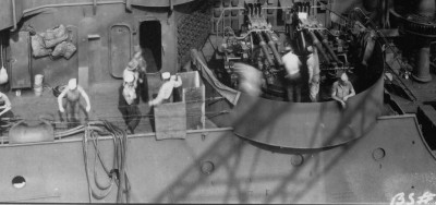 The Degaussing Cable goes into the deck in what looks like a sleeve.
