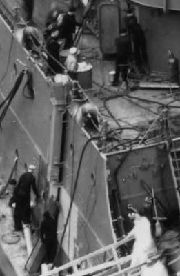 The Degaussing Cable comes out of the bulkhead in what looks like the same sleeve.