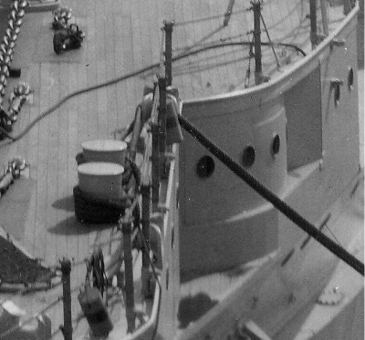 Shows the lip at the top edge of the blister on the ship