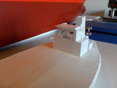 Started the distinctive accomodation block with it's clipped bridge wings.