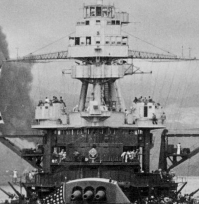 USS Pennsylvania with Lt gray down to gun director level