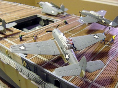 An overhead view of the TBF. I made the black squadron codes with some inkjet decal paper, my PC and printer.