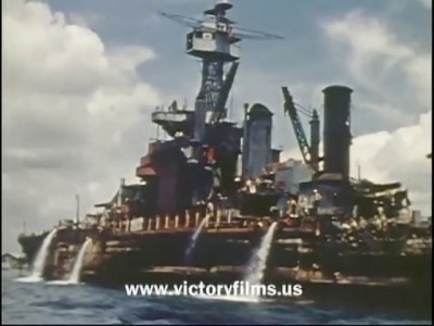 Port side stern, see the nice blue stacks?