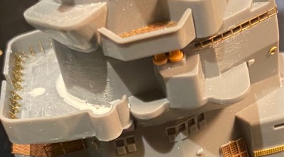 The kit molds this as a solid piece.  I tried to hollow it out, but in the end I just removed the chunk altogether.