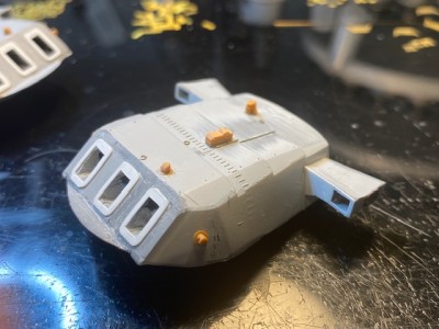 The details added with attachments for the blast bags I made using strip styrene.