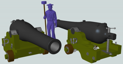 3D model of the IX inch Dahlgren on a Marsilly carriage