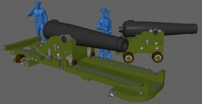 10 inch shell gun on pivot with 8 inch shell gun
