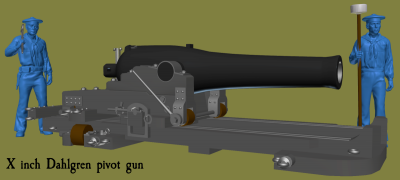 X inch Dahlgren shell-gun on pivot carriage