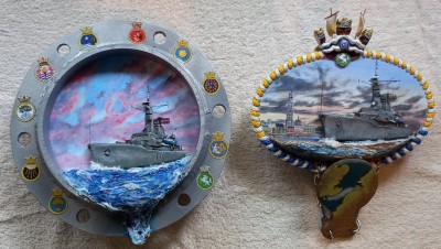 Resin Ship Shapes from Die, two as trial to play with 2D and 3D