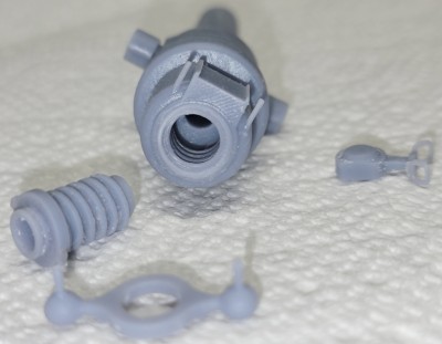 All the gun parts, looking into the breech