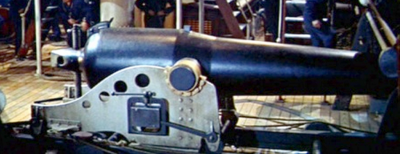 Movie still with Abe Lincoln gun