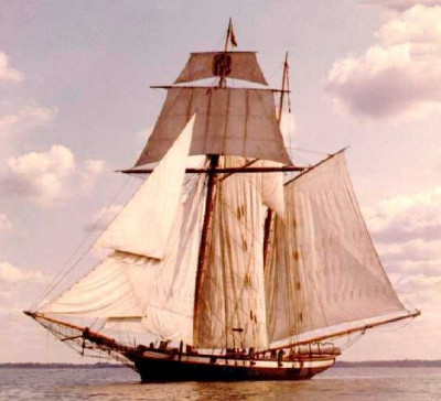 Pride of Baltimore on the Chester River in Maryland 1981
