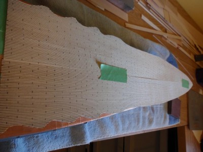 a shot towards the bow,temporarily inplace,i think it looks pretty good for not being individually laid.