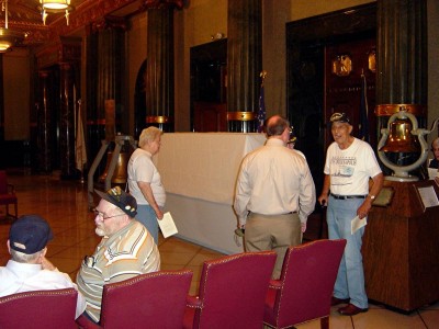 Indiana awaiting the unveiling and presentation. The gentlemen with his back towards the camera is Mike Hussey of FedEx, who co-ordinated the delivery of the Indiana to Indianapolis.