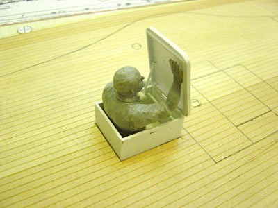 The boat will be waterline with figures. Heres our engineer coming out of engine room. Modified racing car pit crew figure.