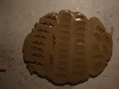 this is the resin in the playdough,after filling the doors i used a straight edge to take away the excess.