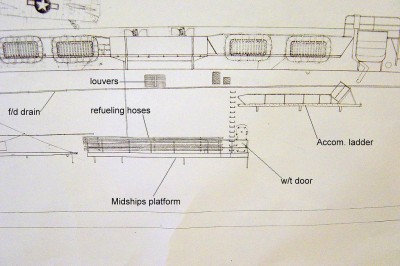 Midships platform from port.