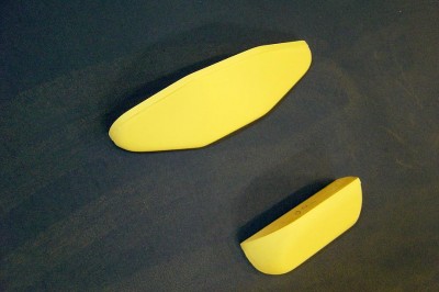 Both sponsons now shaped, sanded and primed and ready for installation.