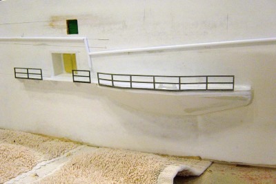 Fwd. sponson deck installed and railings added.