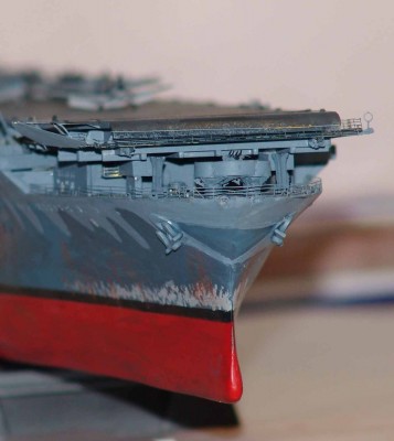 USS Hornet bow, hull modifications complete