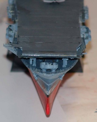 USS Hornet, upper bow view of completed hull modifications