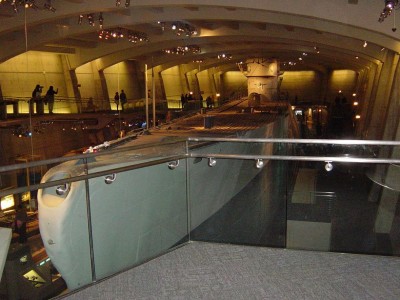 There are lots of interesting things at the museum. But the U-Boat is my favorite! Heres a dead on bow view from portside. The viewing area is two levels. Note the walkway to the left in the photo. It gradually takes you down to the bottom of the boat.