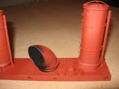 The ventilator has been sprayed black inside  and will be masked off before the model is finally painted.
