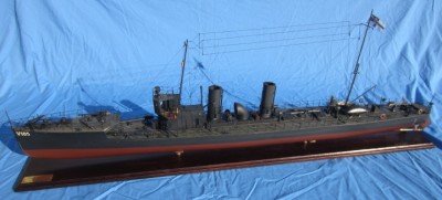 Completed V105 model on display stand.