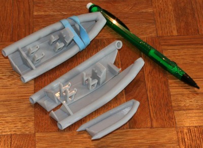 RHIBs. Big ones are split so that I could hollow them out to save material.