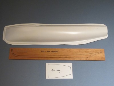 Hull half, keel and bow reinforcing timbers and ESC/receiver tray.