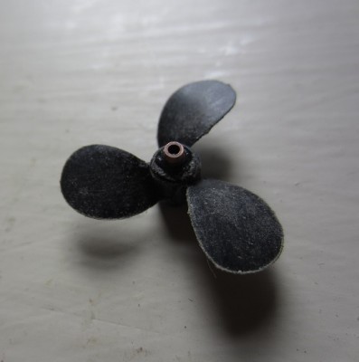 The modified propeller before being painted.