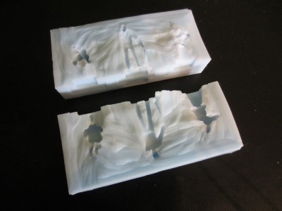 The mould was eventually cut in half.