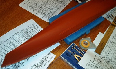 Trickiest parts to make and install: the bilge keels.  Why? Compound curves installed on a compound curve!