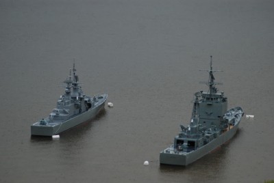 note the moisture hanging off CGN36's yardarms!