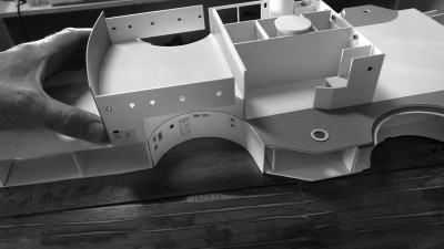 the superestructure is growing.<br />port and starboard plates with portholes